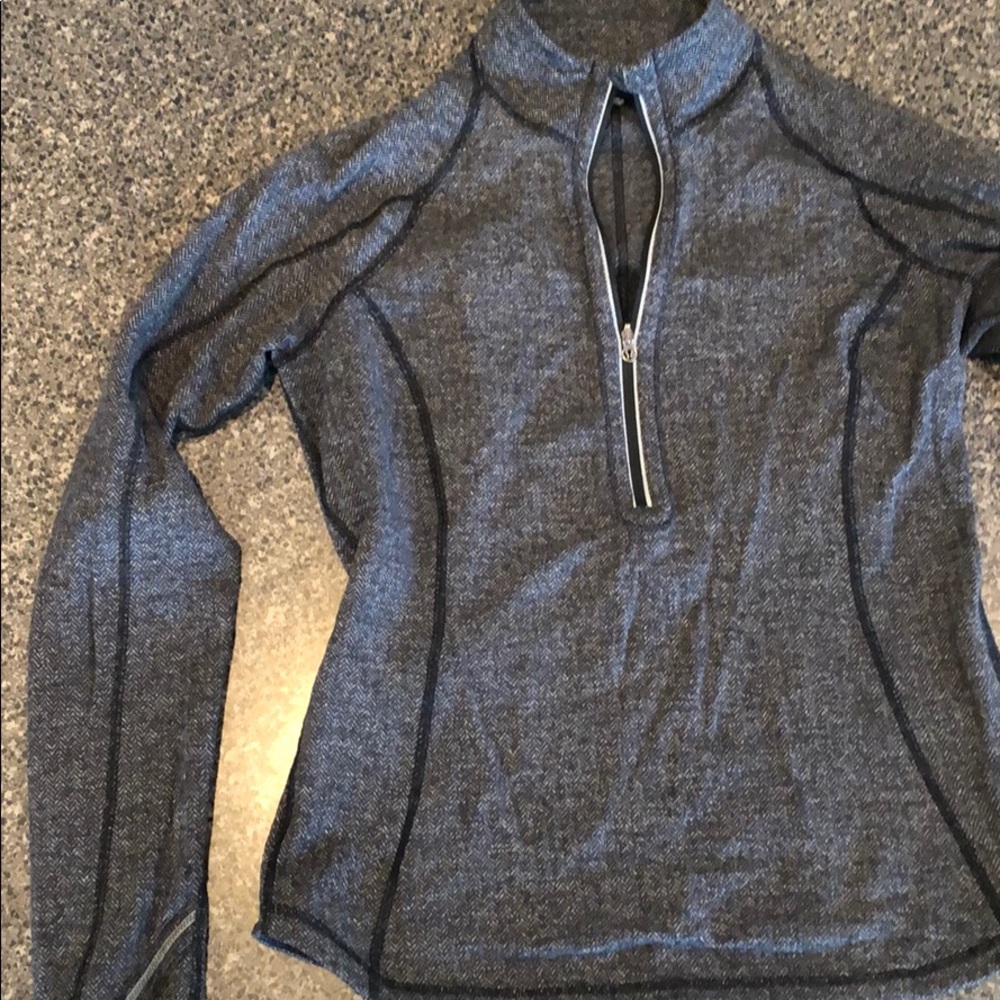 LULULEMON Grey Herringbone Quarter-Zip